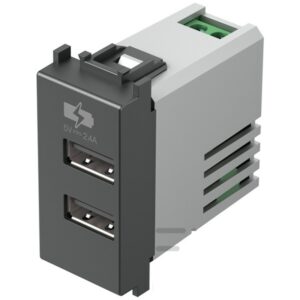 Alimentatore 5v 2 USB 2,4A 1 Modulo Antracite